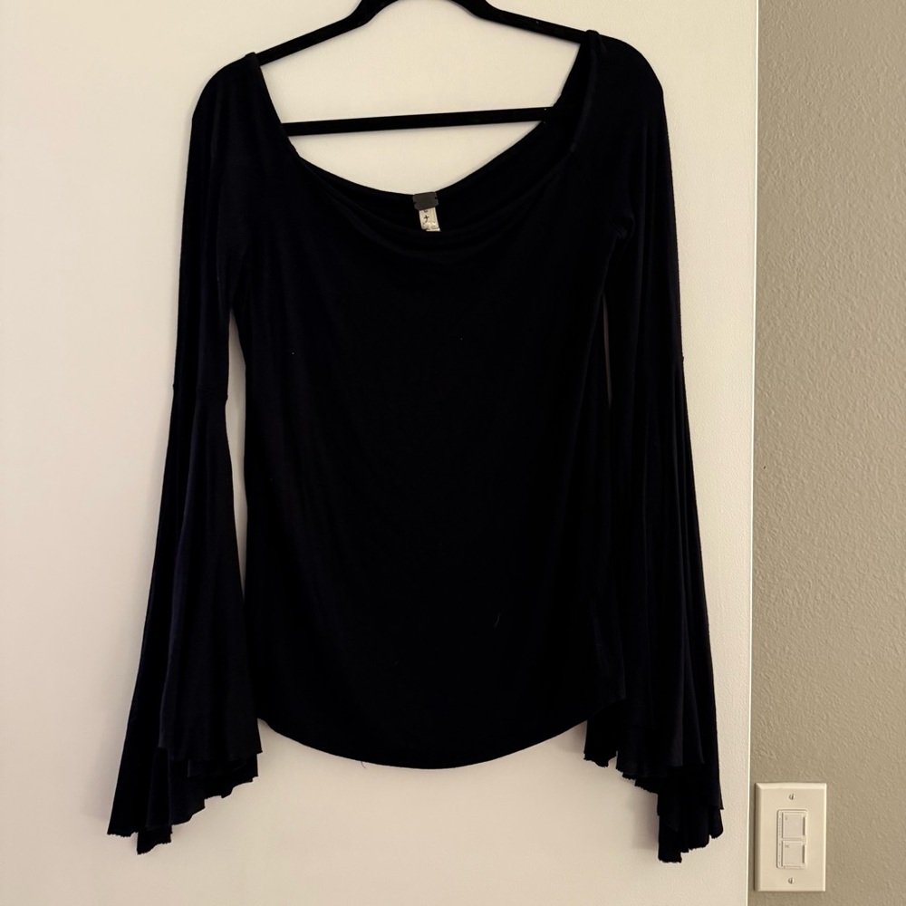 Black Bell Sleeve off the Shoulder Top
